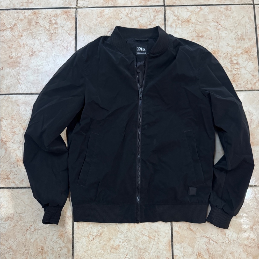 Zara Men's Classic Black Bomber Jacket
